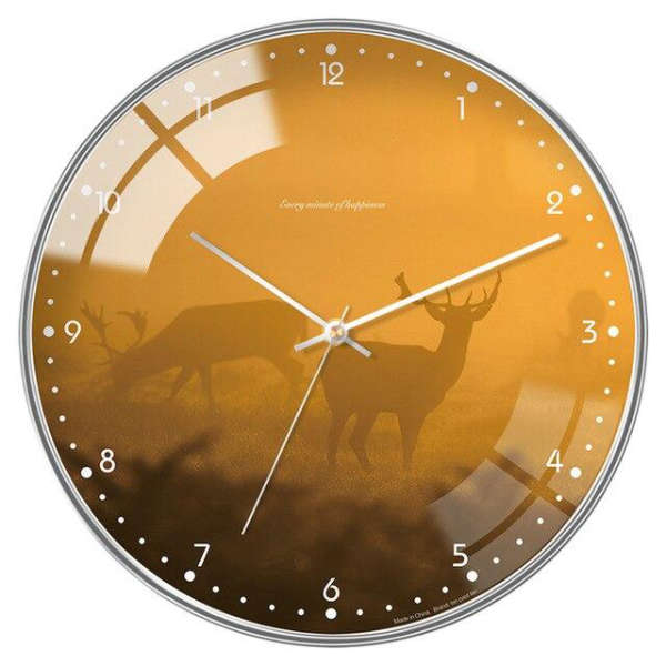 Moderne vægur med grønne blade motiv