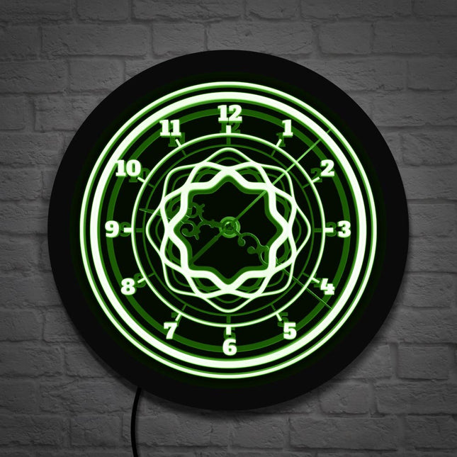Abstrakt design vægur med LED-lys