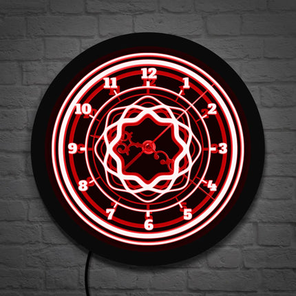 Abstrakt design vægur med LED-lys