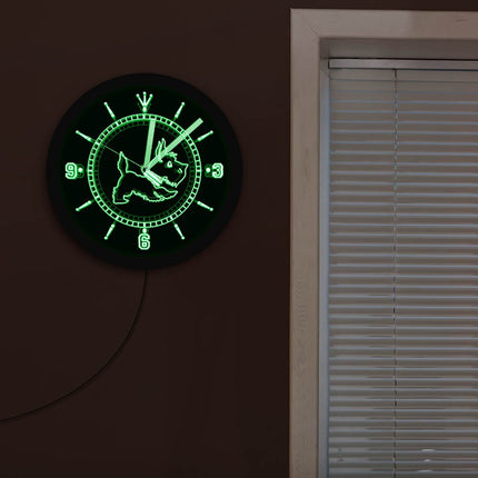 Vægur med hundemotiv og LED-lys