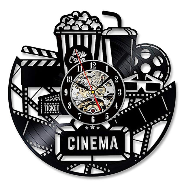 Vinylplade ur med biograf film tema