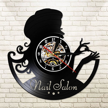 Vinylplade ur til neglesalon dekoration
