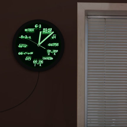Vægur med matematiske formler og LED