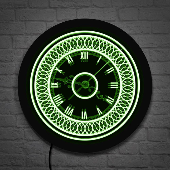 Dekorativt LED vægur med ornamenter