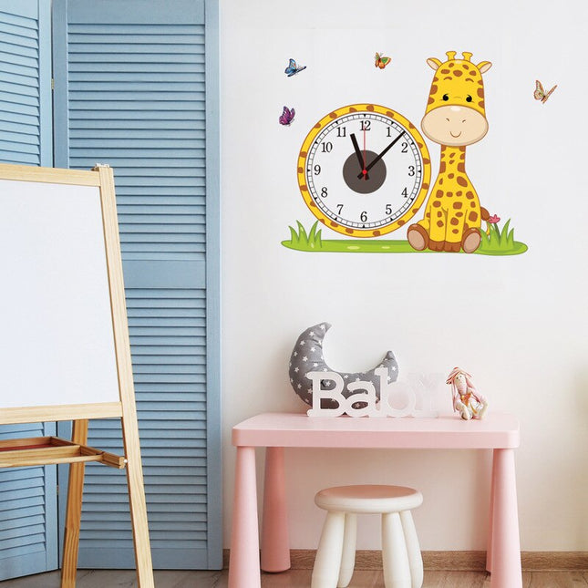 Sød giraf wallsticker med ur