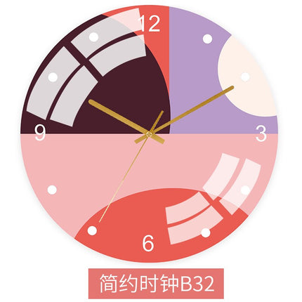 Farverigt vægur med abstrakt design