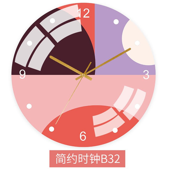 Farverigt vægur med abstrakt design