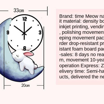 Vægur til børneværelse med kanin måne