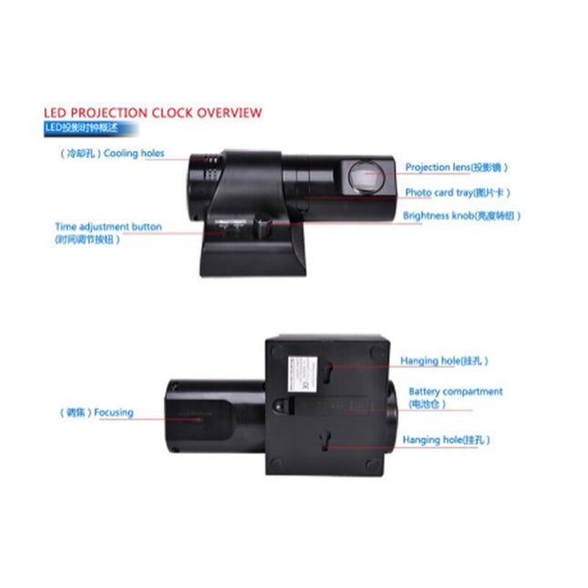 Projektionsur til væg med romertal