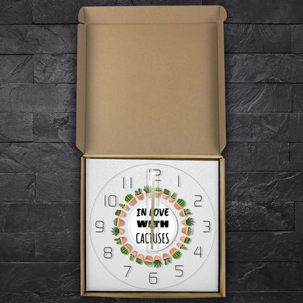 Sjovt akryl vægur med kaktus motiv