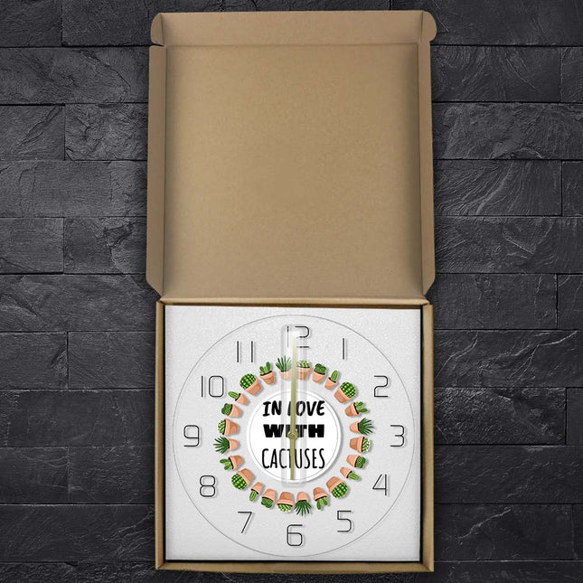 Sjovt akryl vægur med kaktus motiv
