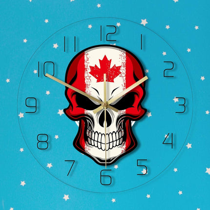 Vægur med kranie og Canada flag