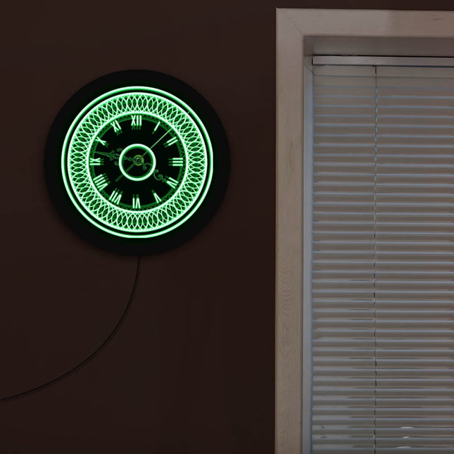 Dekorativt LED vægur med ornamenter