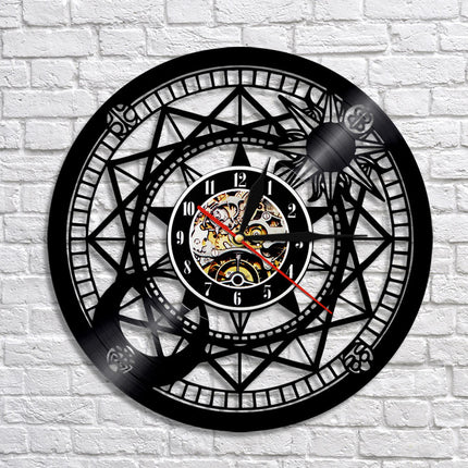 Astrologisk vægur af sort vinylplade