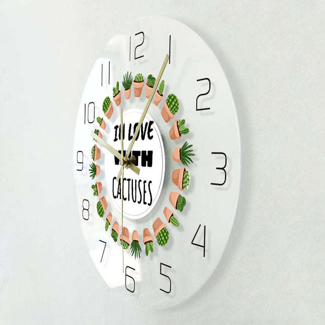 Sjovt akryl vægur med kaktus motiv