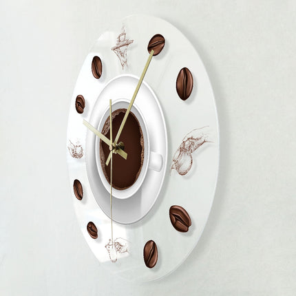 Sjovt vægur til køkken med kaffekop