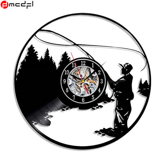 Unikt vinylplade ur til lystfisker