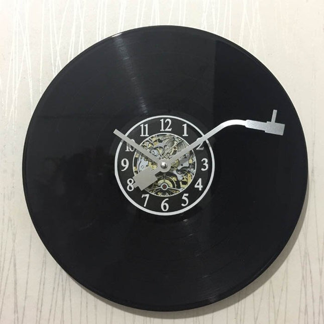 Retro pladespiller design vinyl vægur