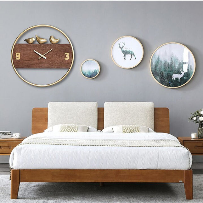 Nordisk design vægur med fugle pendul