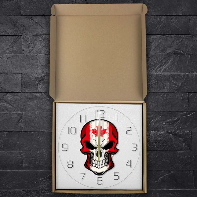 Vægur med kranie og Canada flag