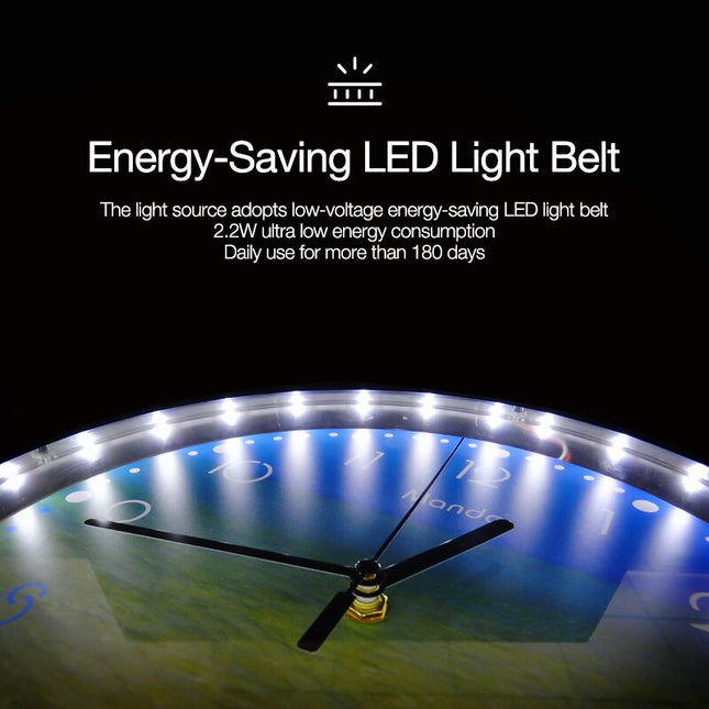 Lysende vægur med LED-lys