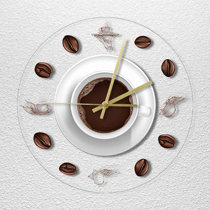 Sjovt vægur til køkken med kaffekop