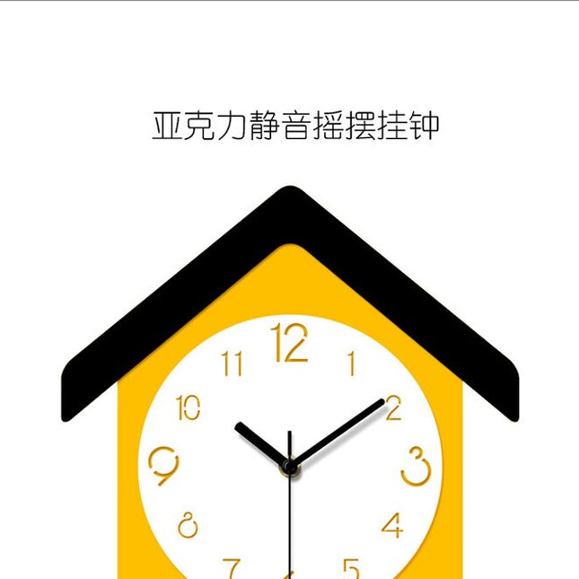 Gult hus vægur med pendul fugl