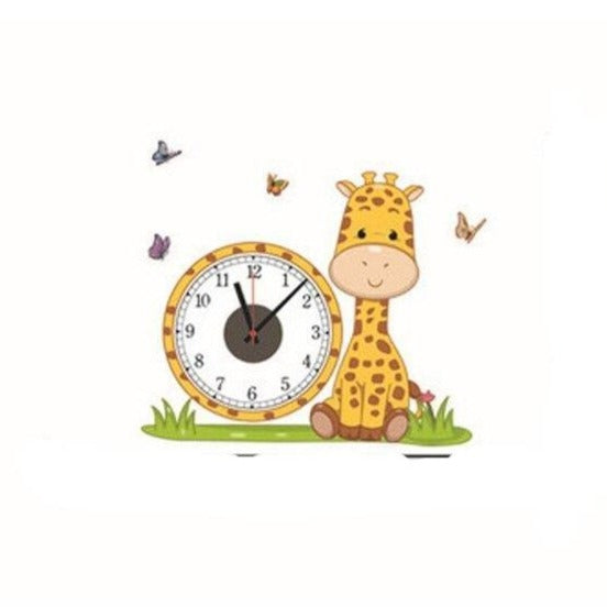 Vægur med sød giraf wallsticker