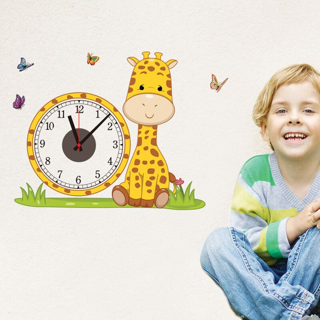 Sød giraf wallsticker med ur