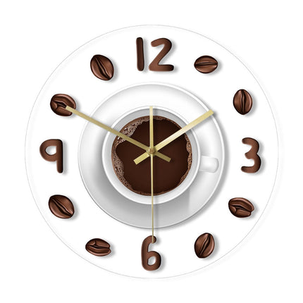 Sjovt vægur til køkken med kaffekop
