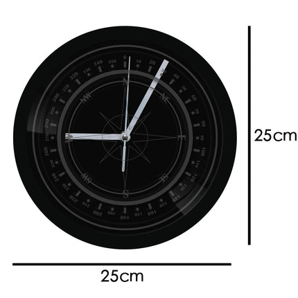 Rundt LED vægur med kompas design