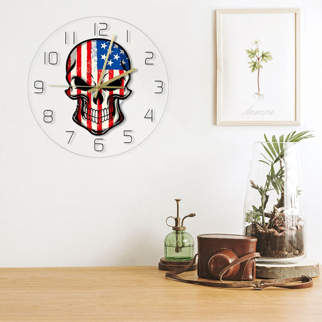 Vægur med kranie og USA flag