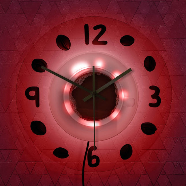 Sjovt vægur til køkken med kaffekop