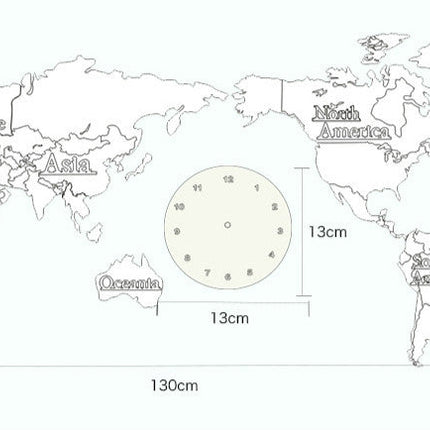 Stort verdenskort vægur med tidszoner