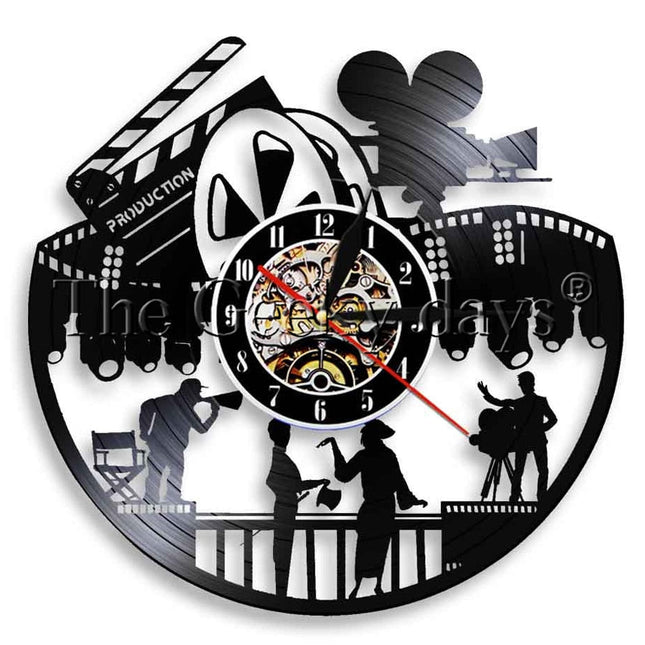 Vinylplade ur med biograf film tema