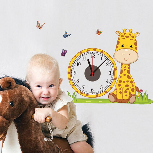 Sød giraf wallsticker med ur