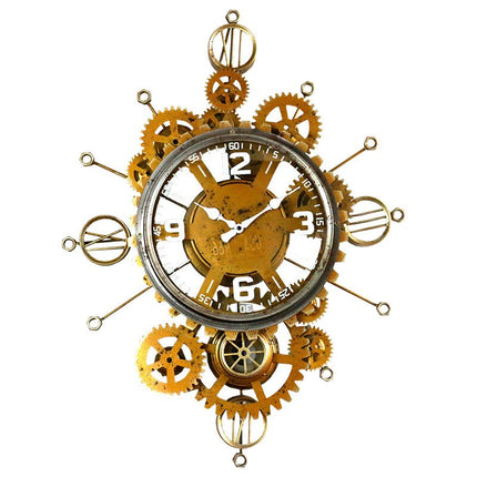 Stort steampunk vægur med tandhjul