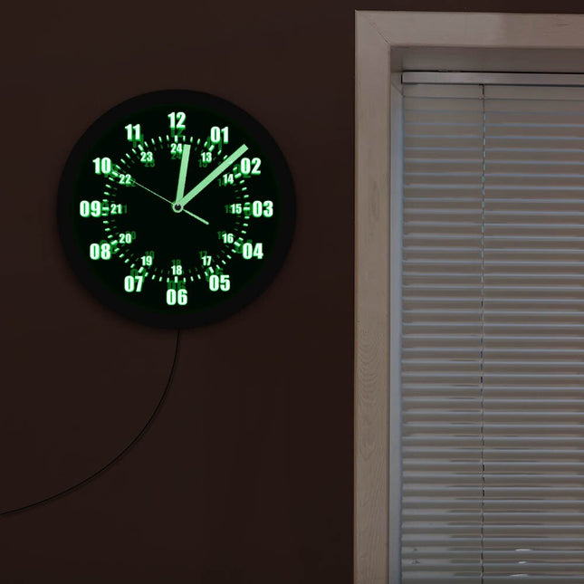Vægur i militær stil med LED