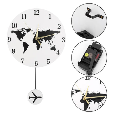 Verdenskort vægur med fly pendul