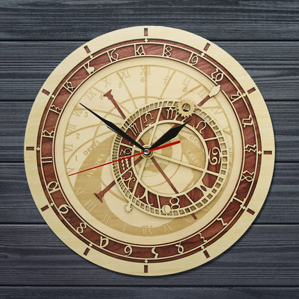 Astronomisk vægur i træ design