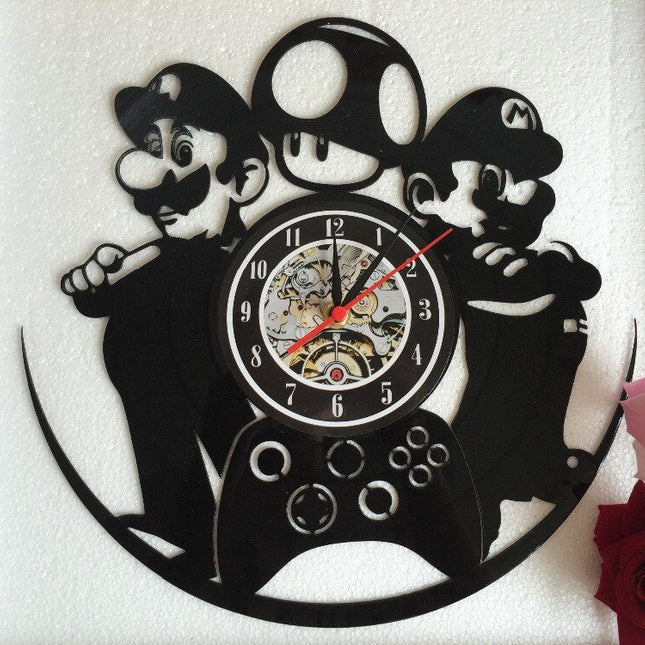 Super Mario gamer vinylplade vægur