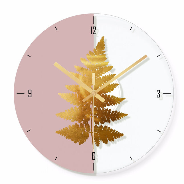 Vægur med gyldent palmeblad motiv