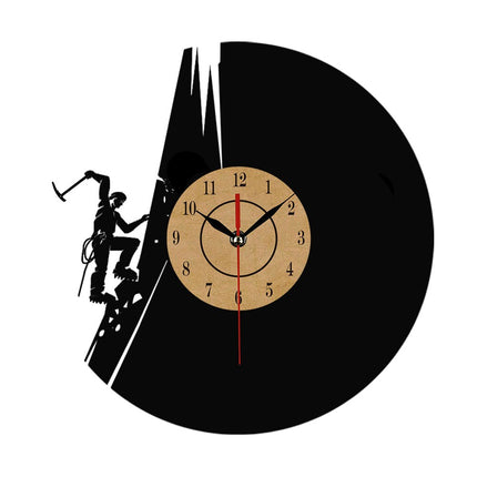 Vinyl ur med bjergklatring silhuet