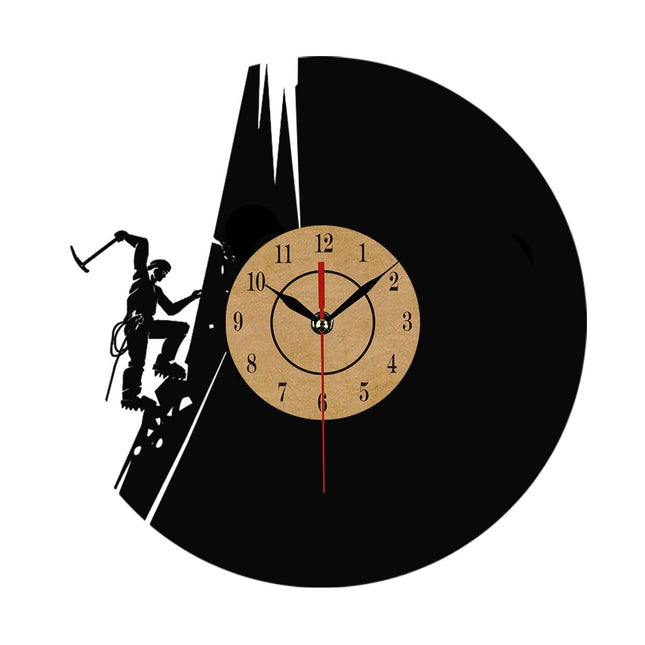 Vinyl ur med bjergklatring silhuet