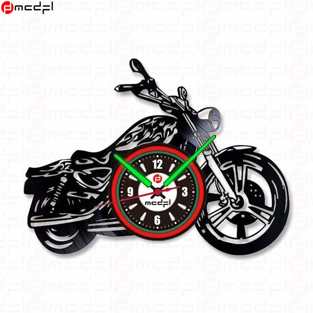 Motocross vinylplade vægur rød og grøn
