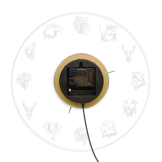 Rundt LED vægur med vilde dyr