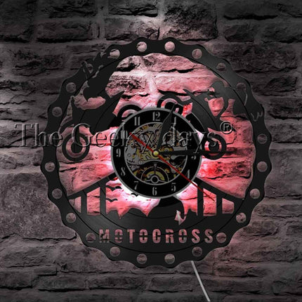 Motorcykel vægur af vinylplade design