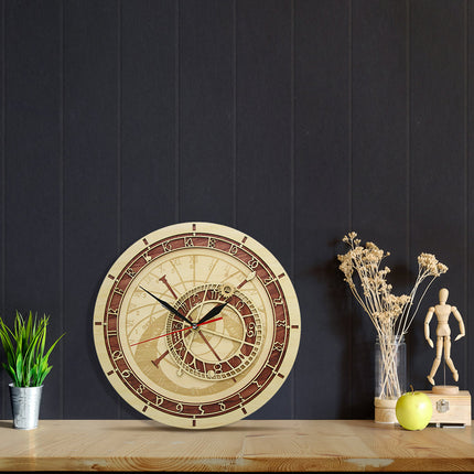 Astronomisk vægur i træ design
