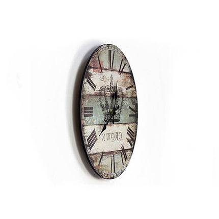 Retro vægur i træ med krone