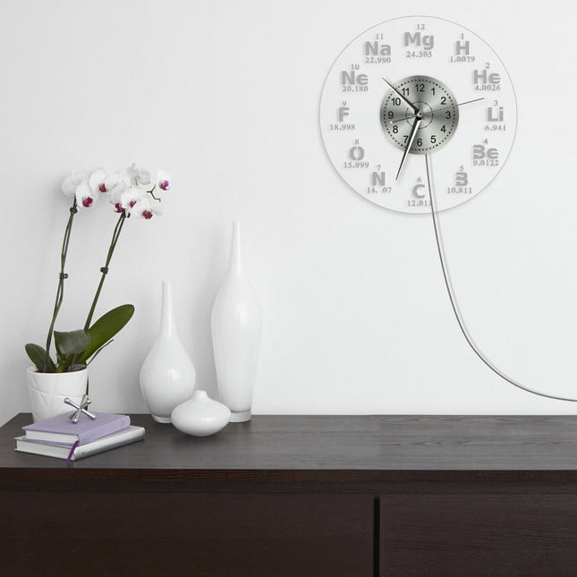 Periodisk system vægur med LED-lys